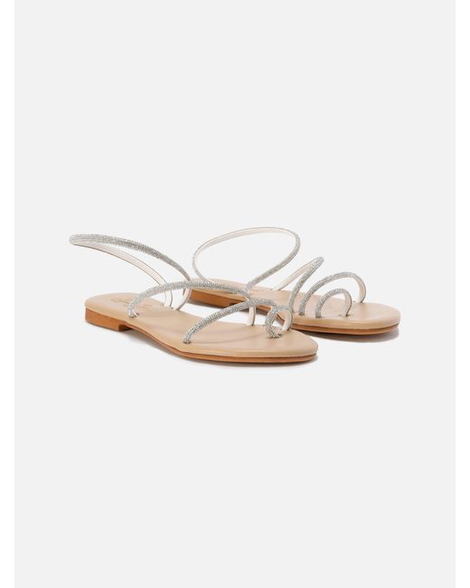 Mc2 Saint Barth White Ring Sandals With Rhinestones