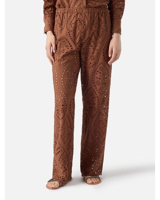 Mc2 Saint Barth Brown Inez Broderie Anglaise Trousers Pant