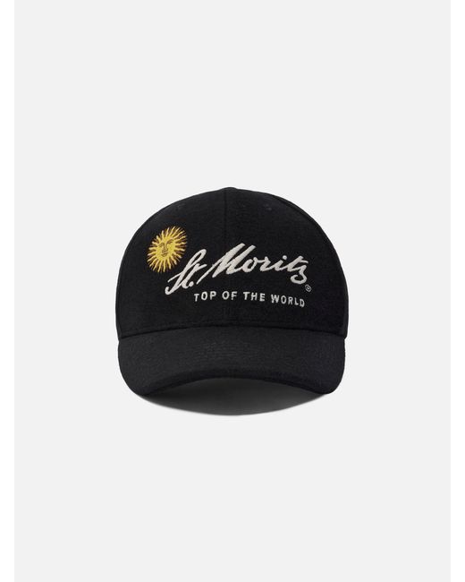 Mc2 Saint Barth Black Baseball Cap Wool Blend With St. Moritz Embroidery