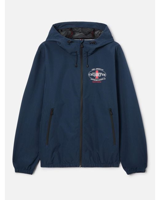 Mc2 Saint Barth Blue Pilot Technical Jacket With Cigarette Print for men