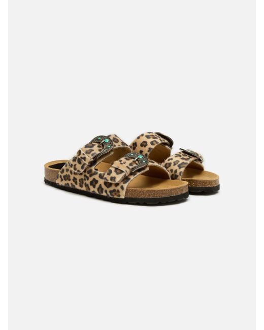Mc2 Saint Barth Multicolor Buckle Sandal Leopard-Print Pony Hair