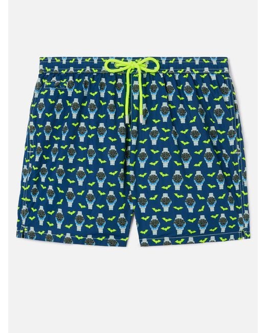 Mc2 Saint Barth Blue Lighting Micro Swim Shorts With Watch Bat Oclock Print Swimshort for men