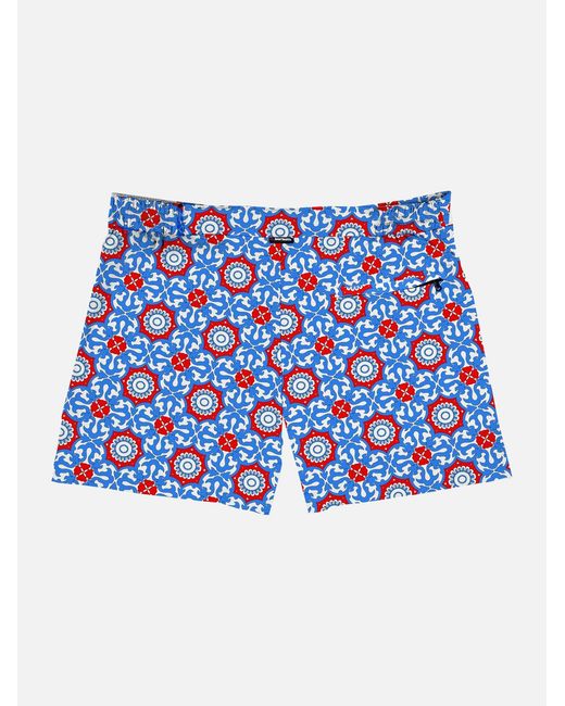Mc2 Saint Barth Blue Swim Shorts With Majolica Print Swimshort