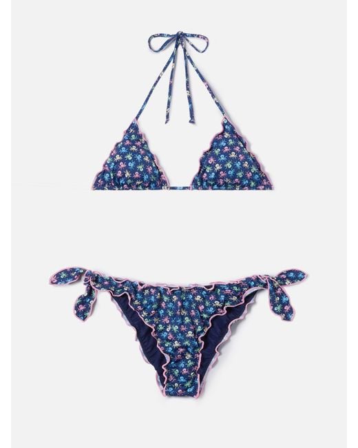 Mc2 Saint Barth Blue Bikini Sarius Triangle With All-Over Octopus Print