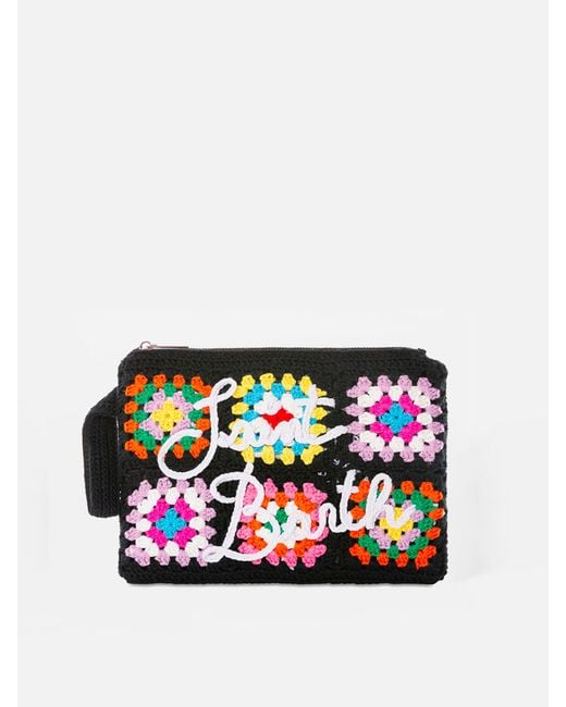 Mc2 Saint Barth Multicolor Parisienne Crochet Pouch Bag With Saint Barth Embroidery Pochette