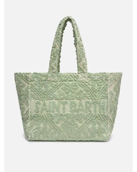 Mc2 Saint Barth Green Sage Tufting Cotton Tote Bag