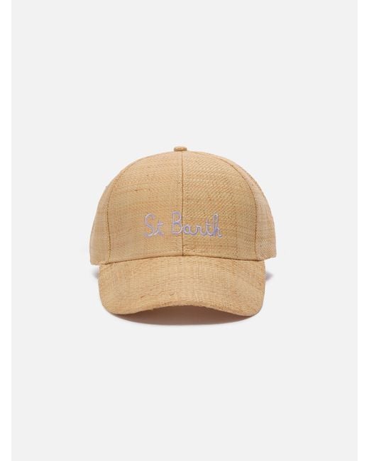 Mc2 Saint Barth Natural Baseball Raffia Cap With St. Barth Embroidery Hat