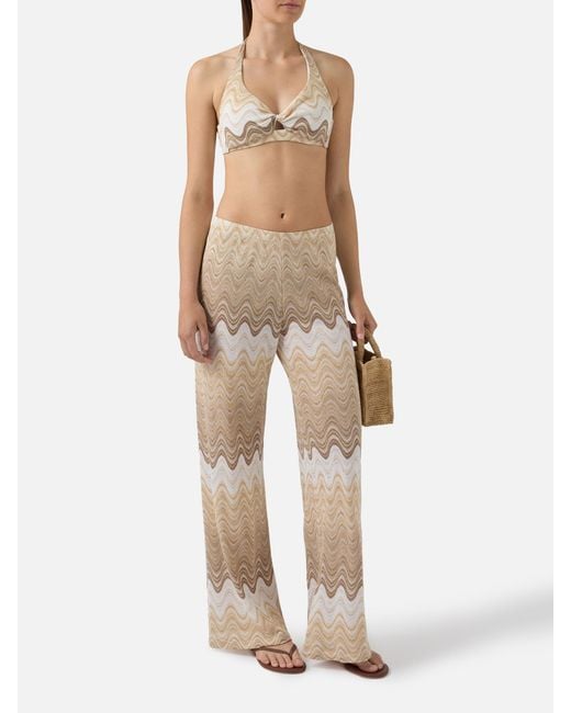 Mc2 Saint Barth Natural Amalia Degradé Raschel Long Trousers Pant