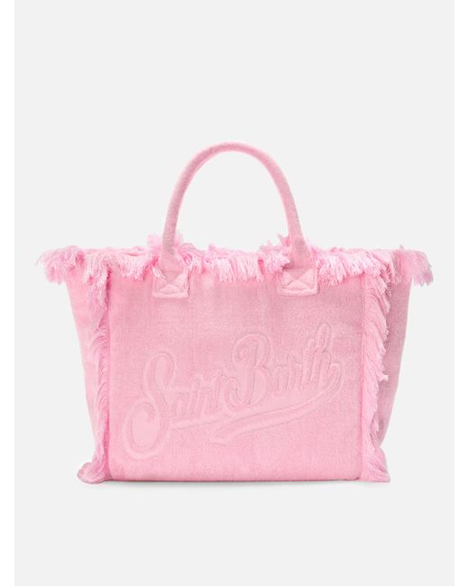 Solid Color Terry Effect Vanity Regular Bag di Mc2 Saint Barth in Pink