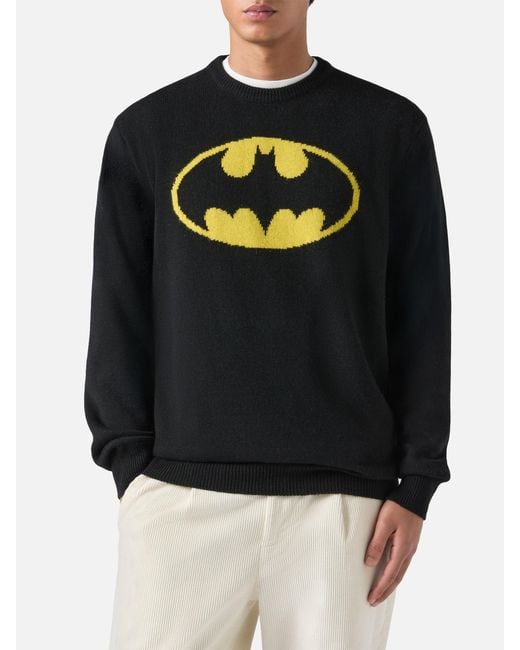 Mc2 Saint Barth Black Crewneck Heron With Batman Shape Embroidery