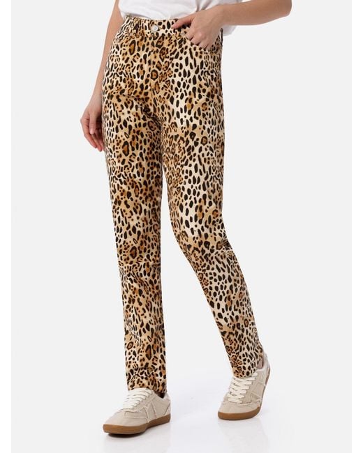 Mc2 Saint Barth Natural Belleville Animal Print Denim Pants