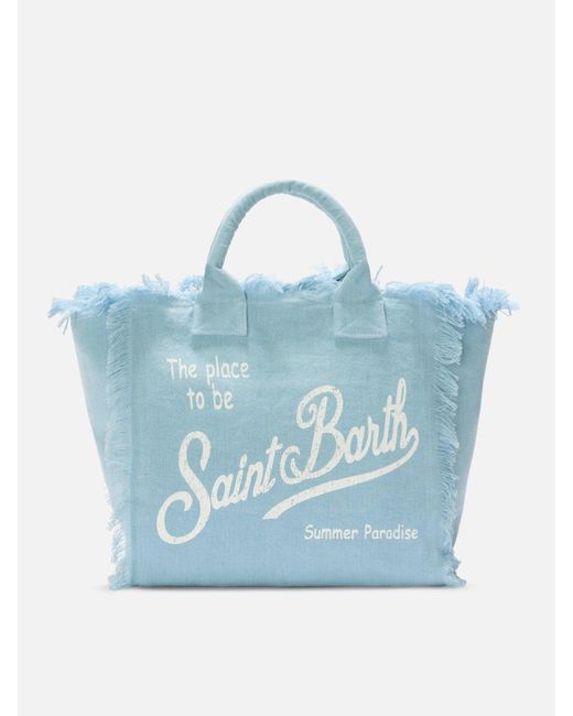 Mc2 Saint Barth Blue Light Solid Color Linen Vanity Regular Bag __Single__