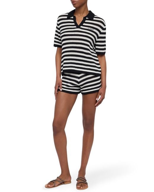 Mc2 Saint Barth Black Yvette Striped Knit Shorts Pant