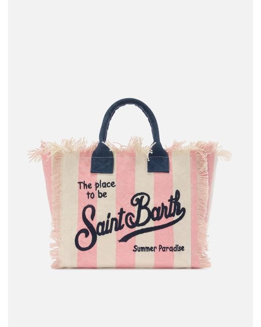Mc2 Saint Barth Pink Colette Canvas Bag With Stripes for men