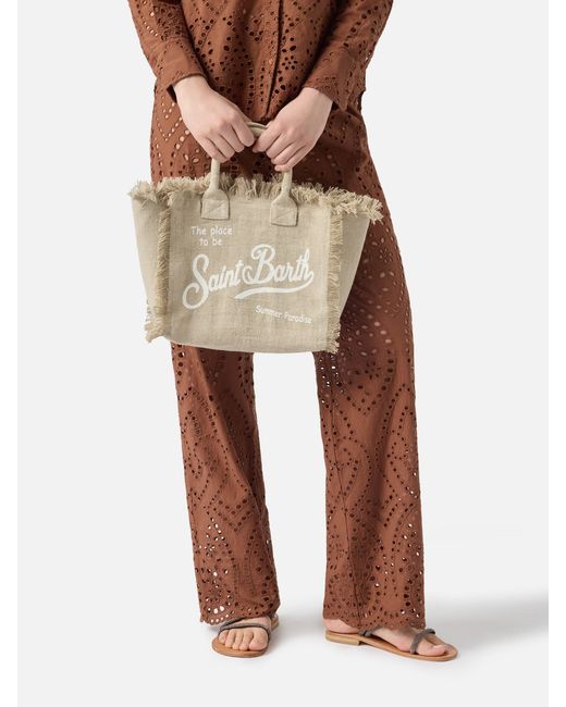 Solid Color Linen Colette Bag di Mc2 Saint Barth in Natural