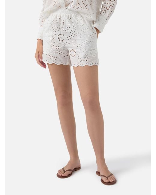 Mc2 Saint Barth White Meave Broderie Anglaise Shorts Pant