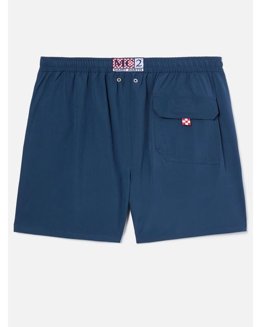 Mc2 Saint Barth Blue Comfort Swim Shorts With Sapore Di Mare Embroidery for men