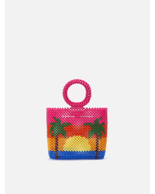 Mc2 Saint Barth Pink Beaded Handbag With Stripes Bag