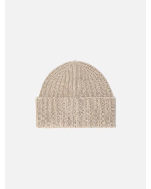 Mc2 Saint Barth Natural Wengen Beanie Cashmere Khaki With St. Barth Embroidery On The Turn-Up Hat