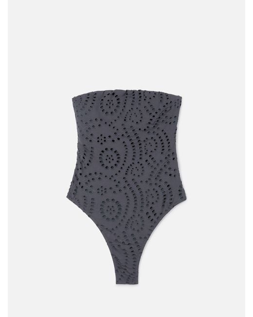 Mc2 Saint Barth Blue Khyra Bandeau One-Piece Swimsuit Dark Sangallo Textile One Piece