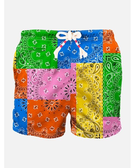 Mc2 Saint Barth Green Swim Shorts With Bandanna Print Swimshort