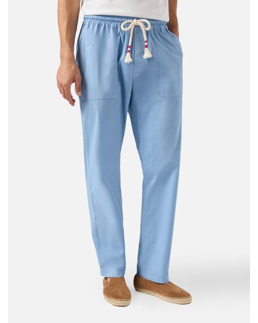 Mc2 Saint Barth Blue Calais Dusty Cotton Pants With Drawstring