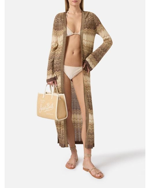 Mc2 Saint Barth Natural Tonia Long Cardigan Knit