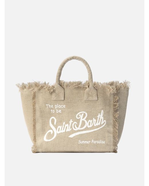 Solid Color Linen Colette Bag di Mc2 Saint Barth in Natural
