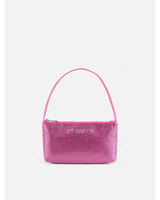 Mc2 Saint Barth Pink Mini Bag With Fuchsia Rhinestones