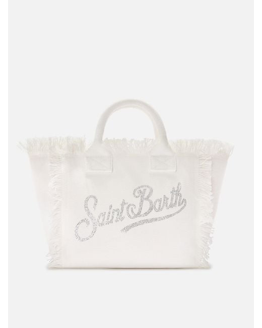 Mc2 Saint Barth Natural Canvas Colette Bag With Rhinestone Logo