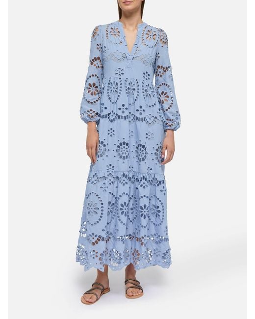 Mc2 Saint Barth Blue Sylvia Avio Sangallo Lace Dress