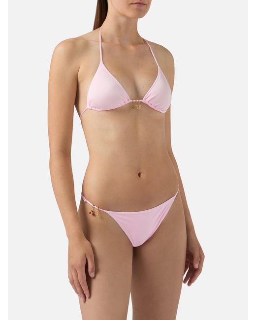 Mc2 Saint Barth Multicolor Bikini Lezzy Triangle Glossy-Finish Fabric With Charms