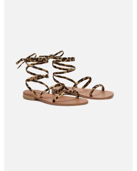 Mc2 Saint Barth White Animalier Print Wrap Flat Sandals