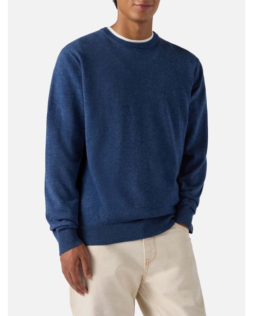 Mc2 Saint Barth Blue Regent Sweater Denim Merino Wool And Cashmere