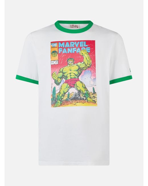 Mc2 Saint Barth White Cotton T-Shirt With Hulk Print for men