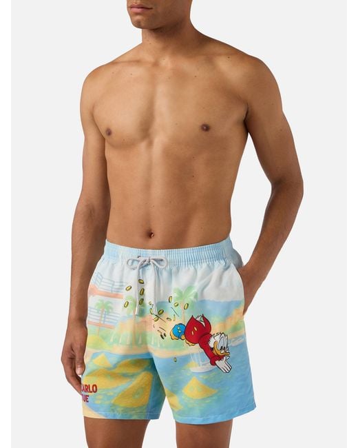 Mc2 Saint Barth Blue Gustavia Swim Shorts With Scrooge And Montecarlo Habituè Print for men