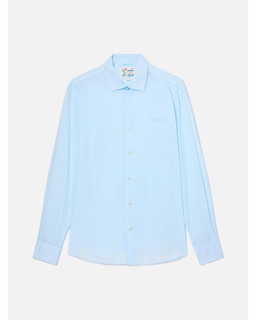 Mc2 Saint Barth Blue Light Chemise Shirt Pure Cotton Voile for men