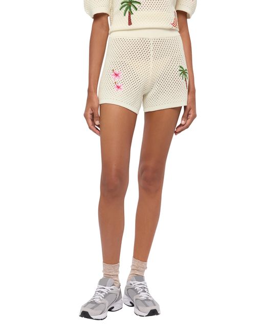 Mc2 Saint Barth White Yvette Embroidered Knit Shorts Pant