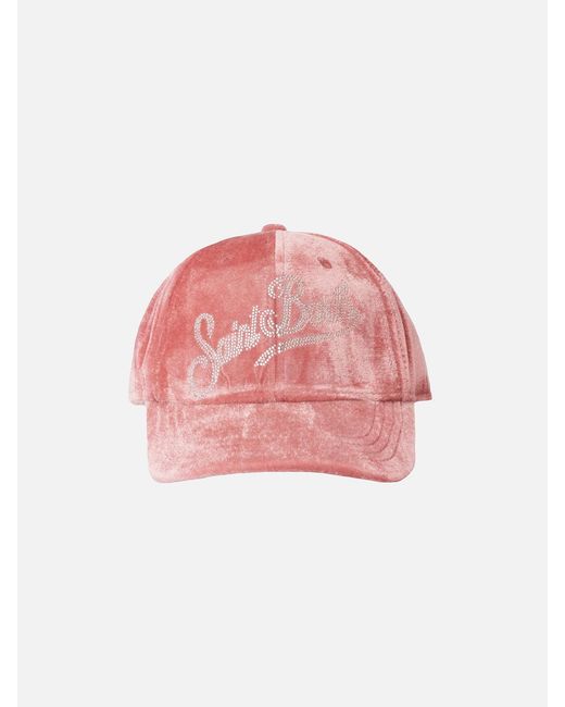 Mc2 Saint Barth Pink Velvet Ball Cap Baseball With Rhinestones Logo Hat