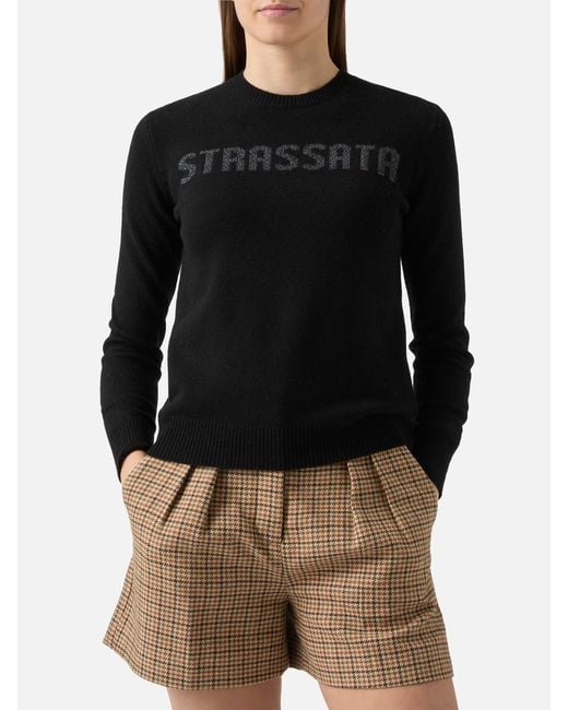 Mc2 Saint Barth Black New Queen Crewneck With Strassata Rhinestone Embellishment