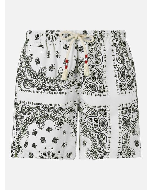 Mc2 Saint Barth White Swim Shorts With Bandanna Print Swimshort