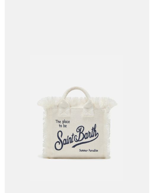 Solid Color Linen Vanity Mini Bag With Removable Strap di Mc2 Saint Barth in White