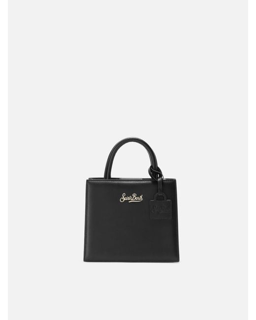 Mc2 Saint Barth Black Shop Bag Mini Handbag Leather