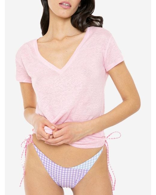 Mc2 Saint Barth Pink Eloise Linen T-Shirt