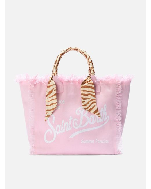 Mc2 Saint Barth Pink Canvas Vanity Regular Bag With Removable Twill