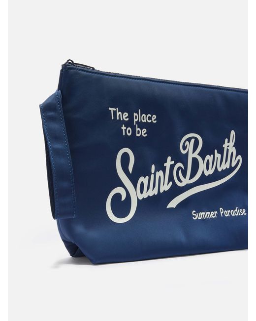 Aline Solid Color Nylon Pouch di Mc2 Saint Barth in Blue