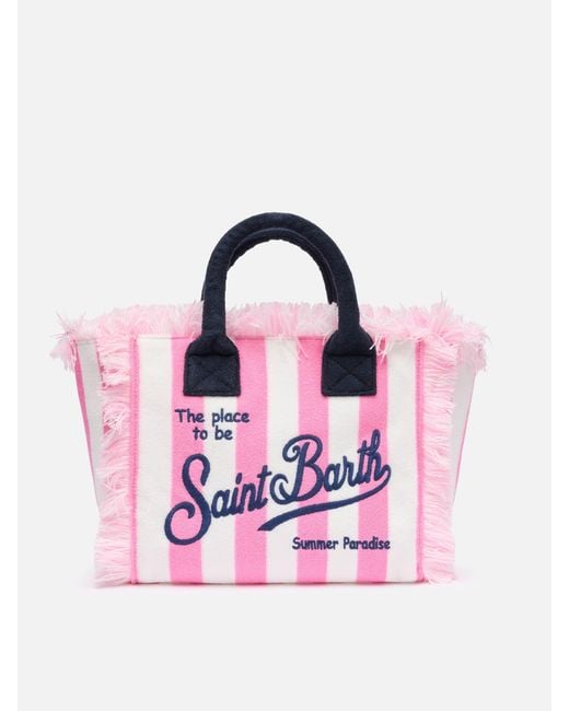 Mc2 Saint Barth Pink Colette Sponge Striped Terry Handbag __Single__ Bag