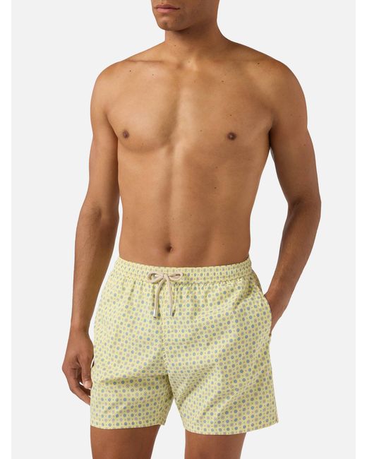 Mc2 Saint Barth Green Lighting Micro Swim Shorts With All-Over Geometric Print Swimshort for men