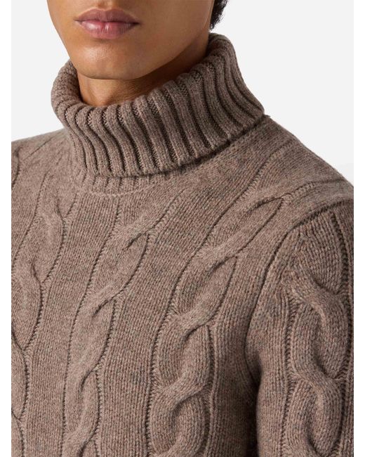 Mc2 Saint Barth Brown Valdez Pure-Wool Turtleneck Sweater Hazelnut for men