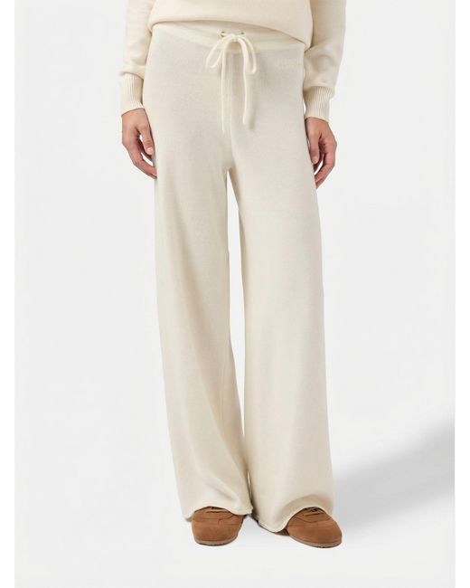 Mc2 Saint Barth Natural Off- Cashmere Blend Palazzo Pants